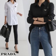 (국내발송) PD 프라다 Stretch Cotton Long Blouse