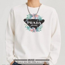 (국내) PD 프라다 플라워 삼각 패턴 밍크양기모 티셔츠