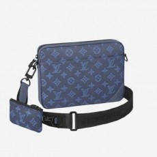 LV 루이비통 듀오 메신저백 모노그램 쉐도우 네이비 블루 Duo Messenger Bag Monogram Shadow Navy Blue 633415